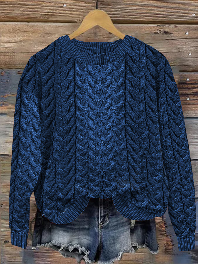 Women's Super Soft Honeycomb Aran Crew Neck Sweater wearshes