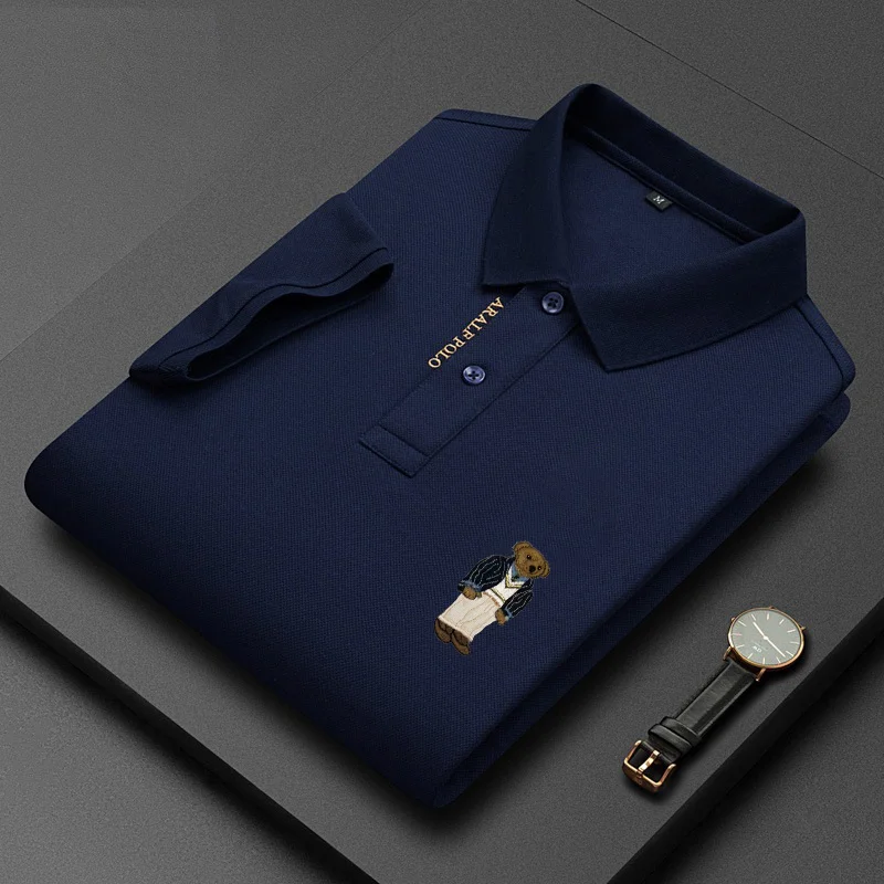 Men's casual business cotton embroidered POLO shirt