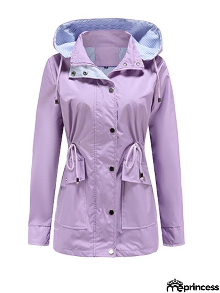 Women's Fashionable Casual Zipper Windbreaker Coat