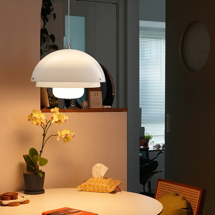 Modern Nordic Style Tiered White Glass Pendant