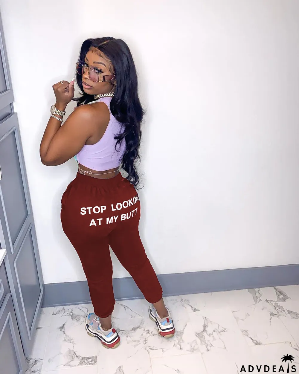 Casual Letter Print Long Pants