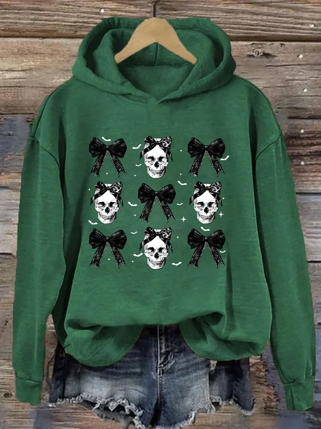 Halloween Skull Black Bow Hoodie