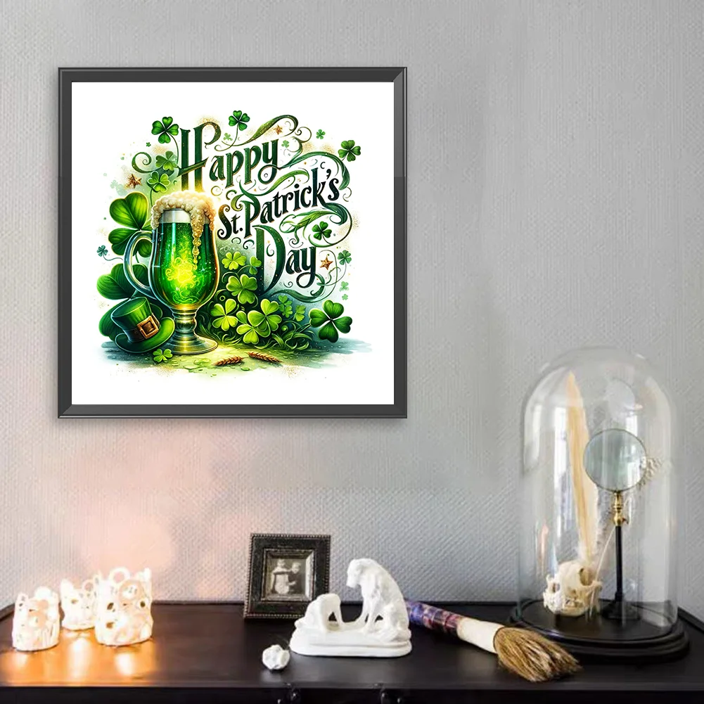 Diamond Painting - Full Square Drill - St. Patrick s Day Wine Glass(Canvas|45*45cm)
