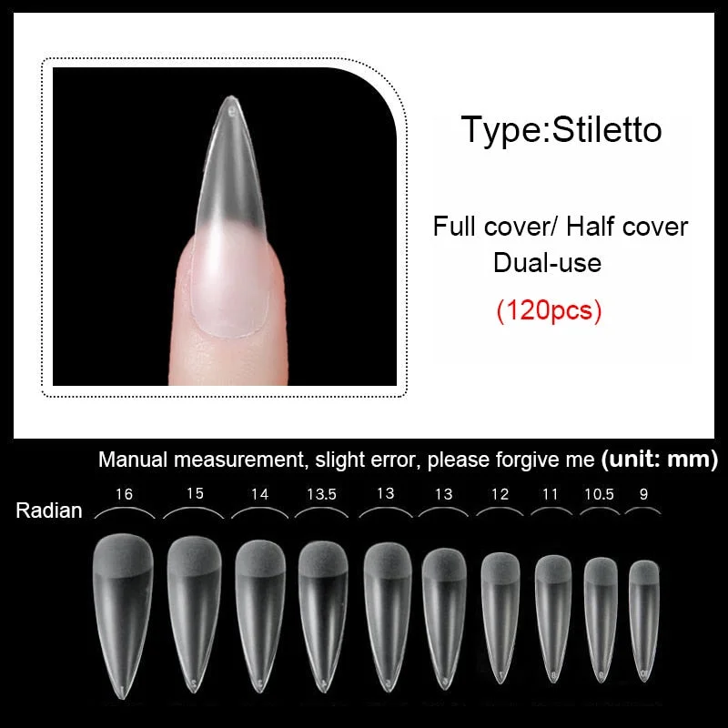 Matte Nail Tips Full Cover Coffin Fake Nails with Designs Press on Nails Stiletto Tip Accessories Acrylic Nails Set 120pcs