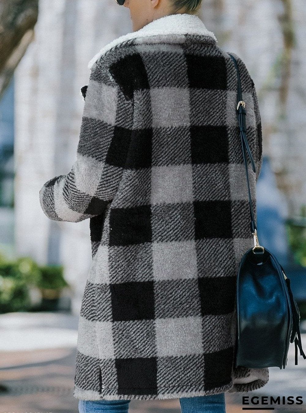 Fashion Casual Color Block Buffalo Plaid Coat Women | EGEMISS