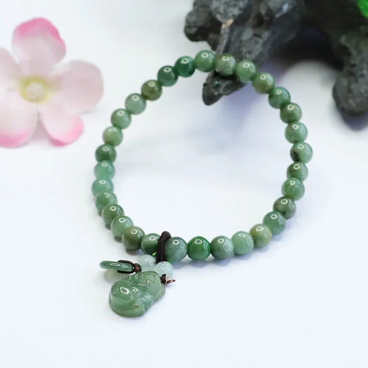Cyan Jade Laughing Buddha Healing Bracelet