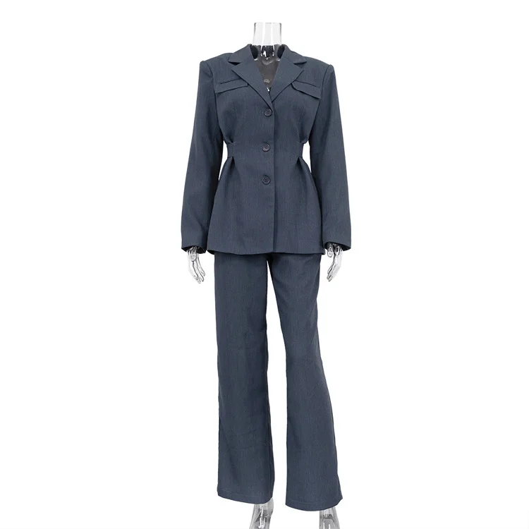 Ueong Ueong Women's Wear 2024 Spring High Collar Waist Suit Jacket Casual Pants Design Sense Suit Suit