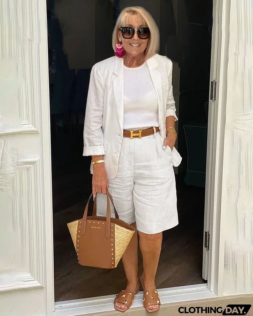 Casual Long Sleeve Coat and Shorts Two-piece Set