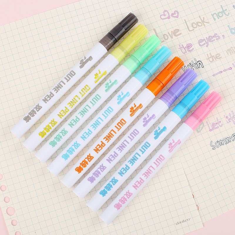 

8Pcs Pen Outline Marker Diy Student Handpainted Stationery, 501 Original
