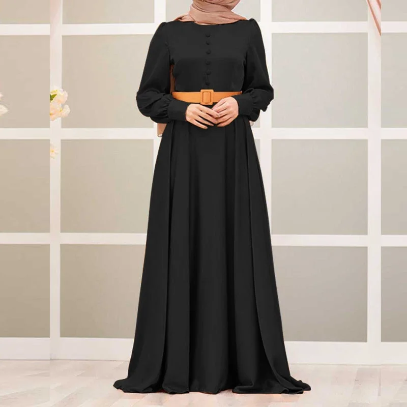ZANZEA Women Long Sleeve Satin Maxi Dress Jilbab Islamic Clothing Caftan Marocain Eid Mubarek Dubai Turkey Abaya Hijab Dress