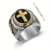 1pc 316L Stainless Steel Prayer Hand Cross Ring For Men, Party Jewelry