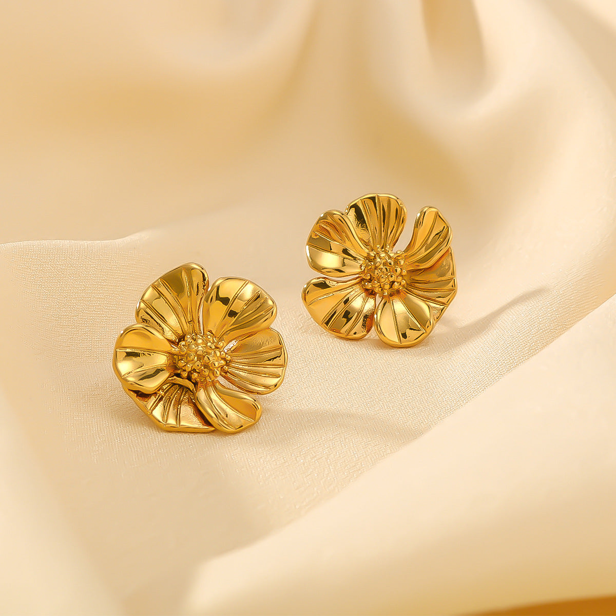 IG Style Flower Petal Flower Stainless Steel Electroplating Earrings