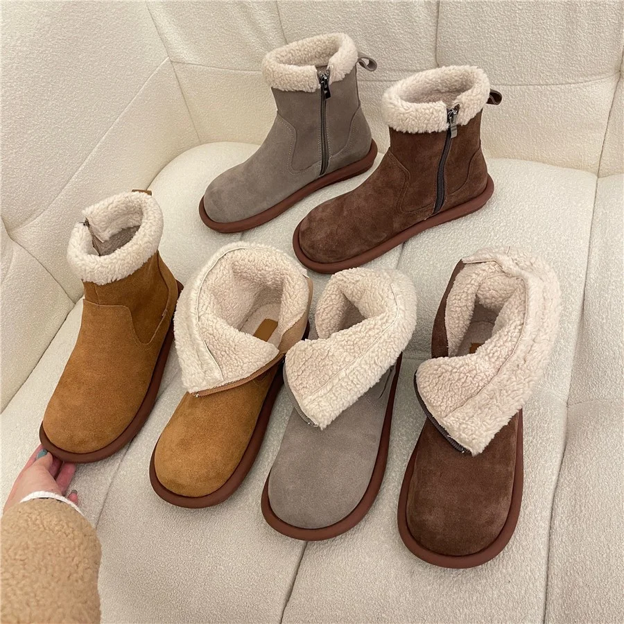 Yyvonne Boots Women 2025 Winter New Sen Series Retro Plus Velvet Cotton Shoes Soles Of Casual Hair To Keep Warm Short Boots Women