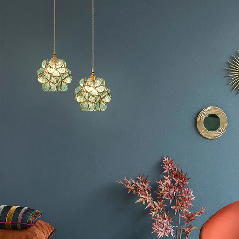 Creative Flower Petal Chandelier Transparent LED Pendant Light