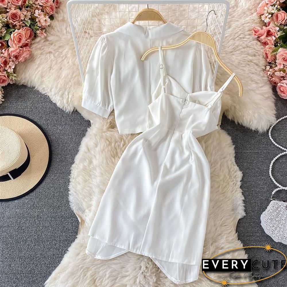 Fashion Lapel Coat+Cami Dress P11584