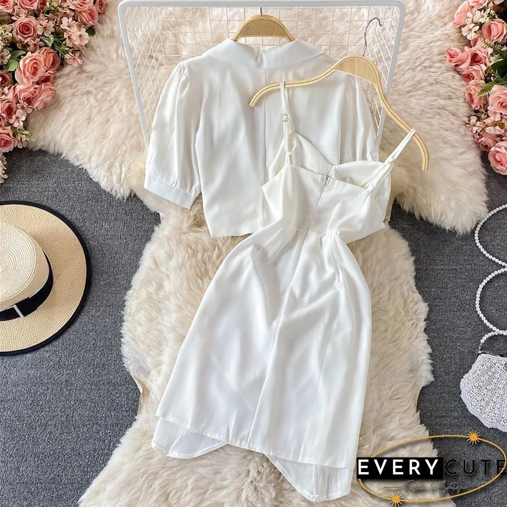 Fashion Lapel Coat+Cami Dress P11584