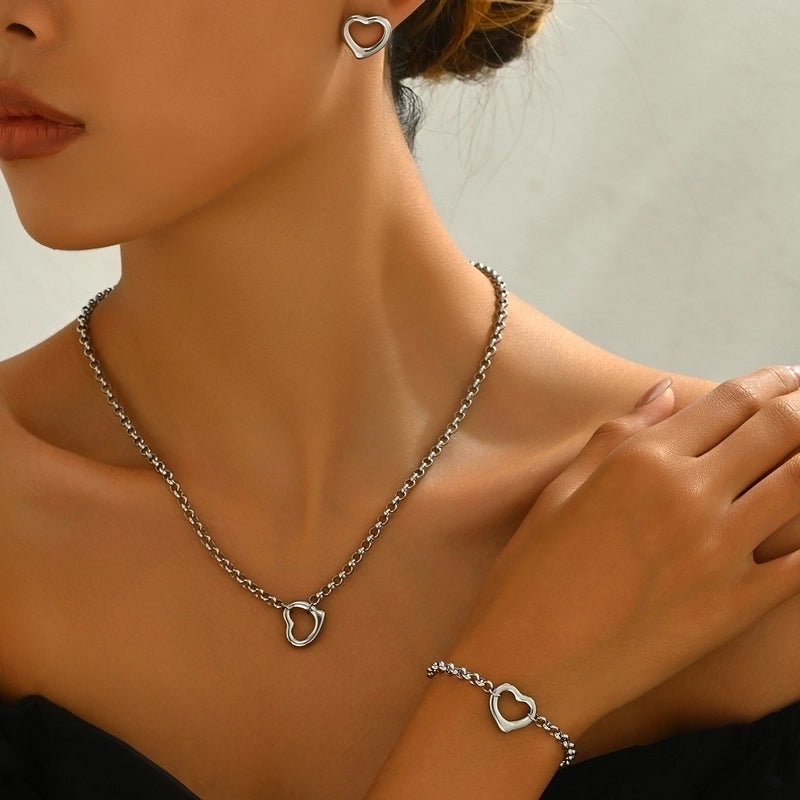 Vintage Style Classic Style Heart Shape 304 Stainless Steel Bracelets Earrings Necklace