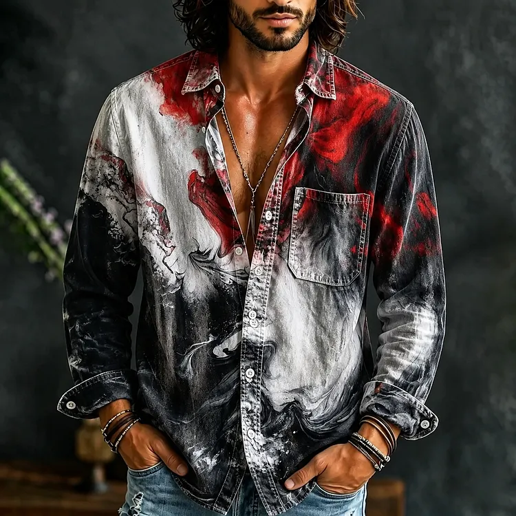 Men's Ink Halloween Style Printed Shirt