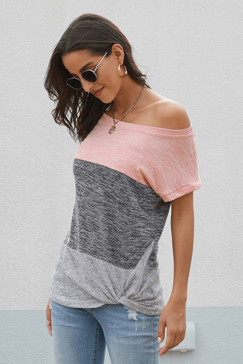 Casual Color Cube Patchwork Top