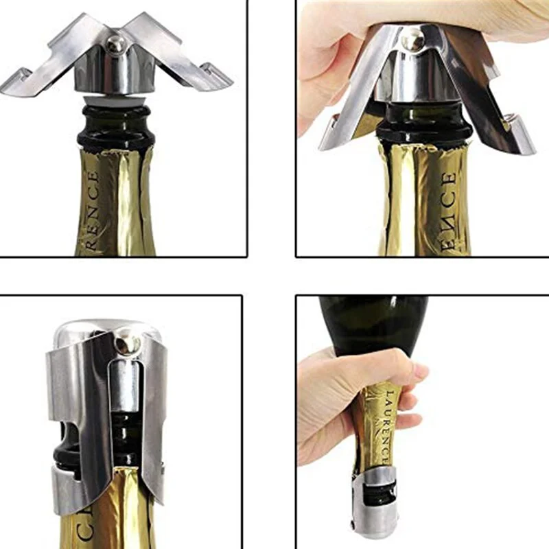 Stainless Steel Champagne Wine Bottle Stopper Portable Sealer Bar Stopper Wine Stopper Sparkling Wine Champagne Cap