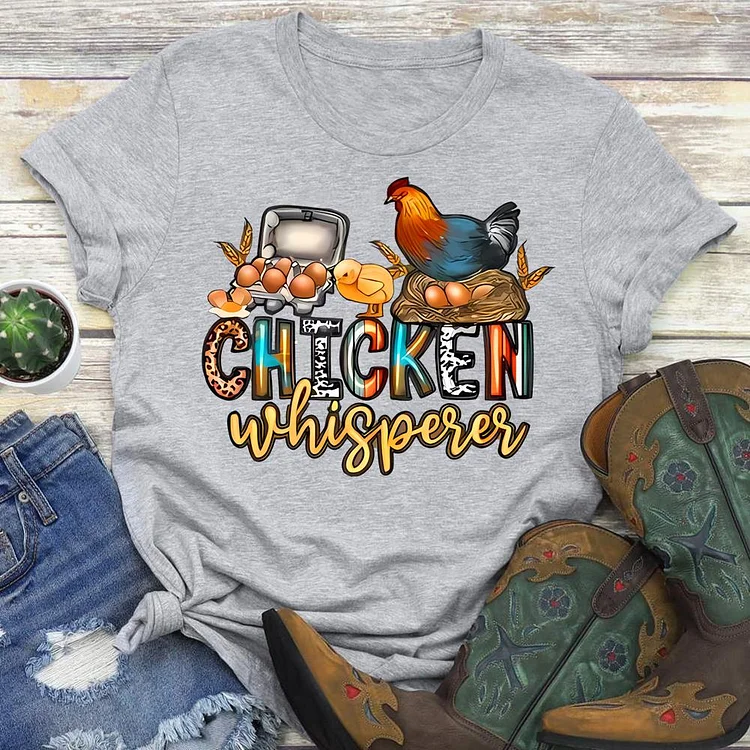 Farm Life Chicken Whisperers Round Neck T-shirt-0019694