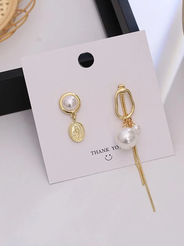 Fashion Asymmetric Alloy Tasseled Earrings
