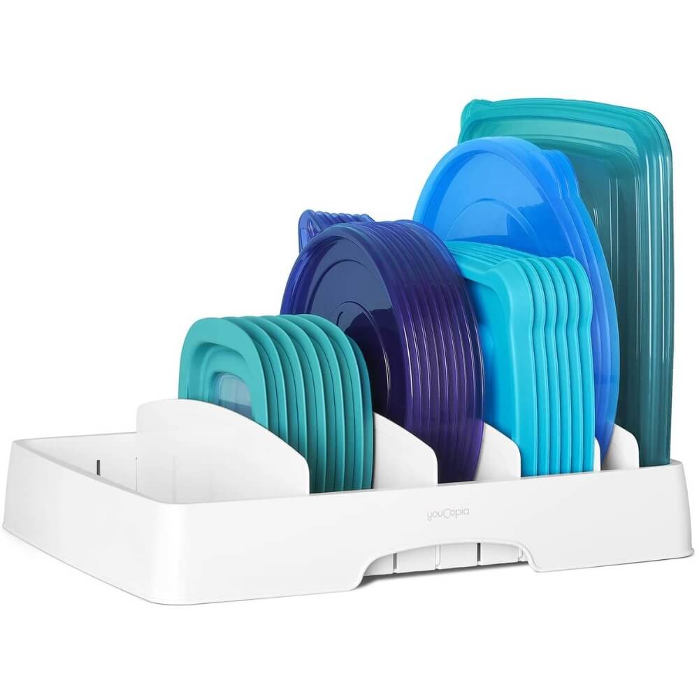Adjustable Food Container Lid Organizer