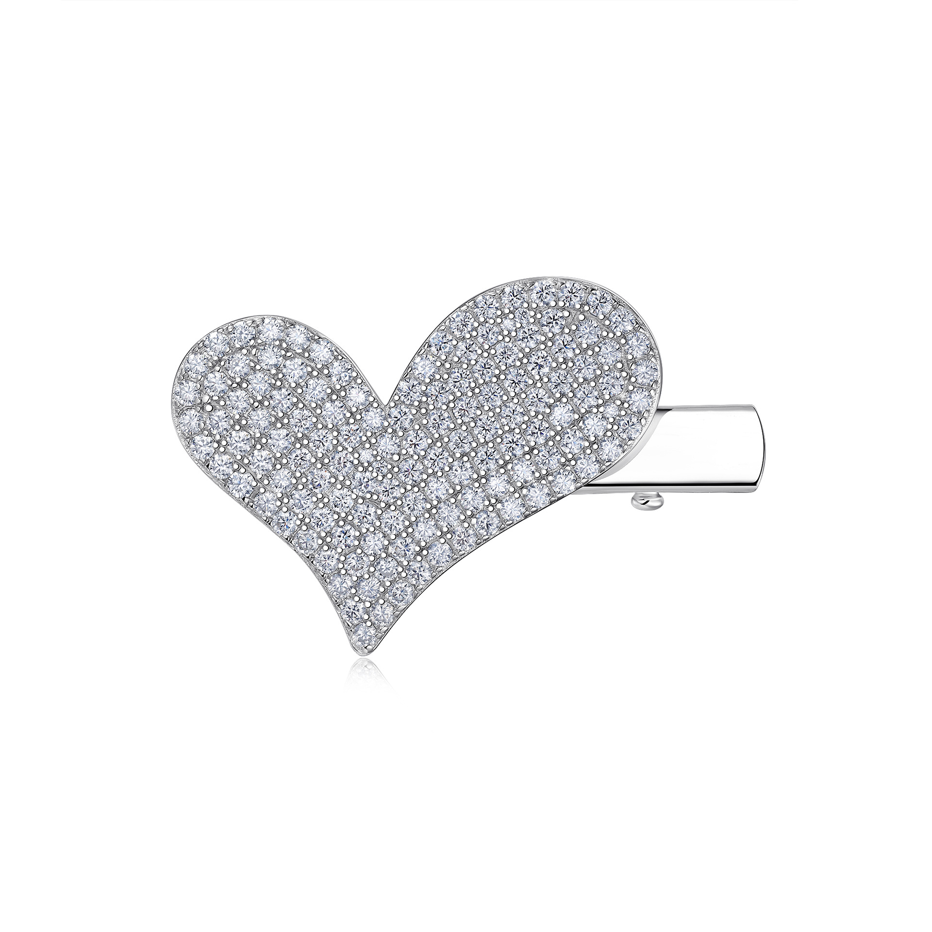 Heart Moissanite Tennis Hair Clip White Gold