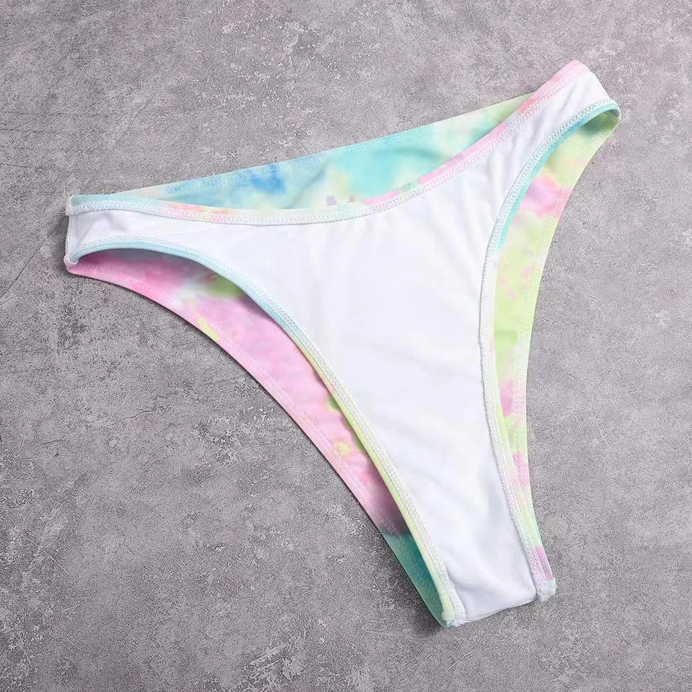 Uveng Uveng New Tie-Dye Multi-Color Print Long Sleeve Split Bikini Swimsuit