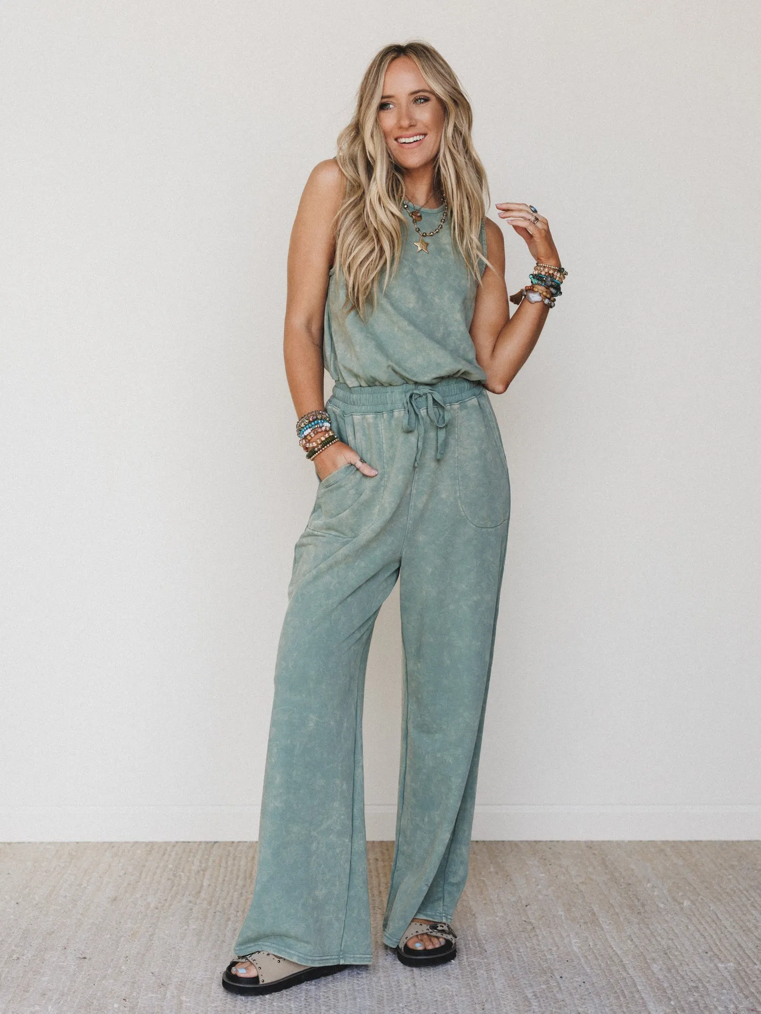 June Moon Jumpsuit - Sage