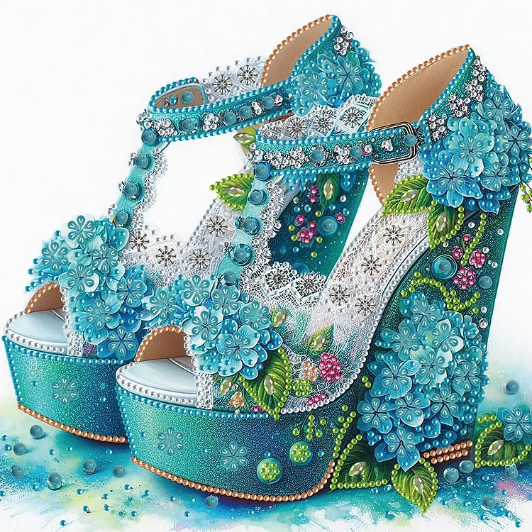 Flower High Heels 30*30CM (Canvas) Special Shaped Drill Diamond Painting gbfke