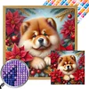 (40*40cm)Xmas Dog - Square Partial AB Drill Diamond Painting