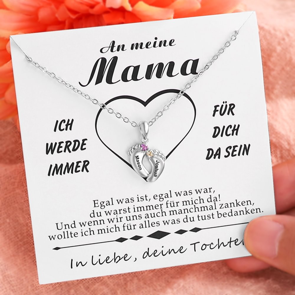 Personalisierte Baby Füße 2 Geburtsstein Halskette n2-b2 Kettenmachen