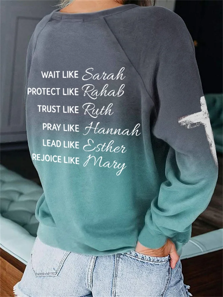 Wait Like Sarah Gradient Christian Sweatshirt