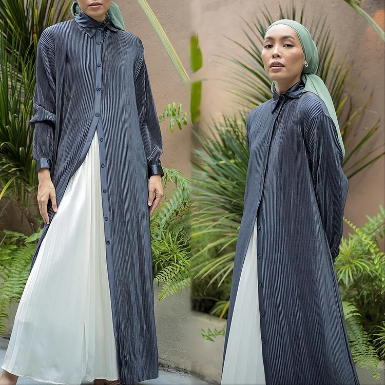 African Americans fashion QFY Muslim Fashion Women Open Abaya Kimono Long Sleeve Shirt Dresses Dubai Malaysia 2022 Autumn Coat Maxi Robe Islamic Clothing Ankara Style QueenFunky