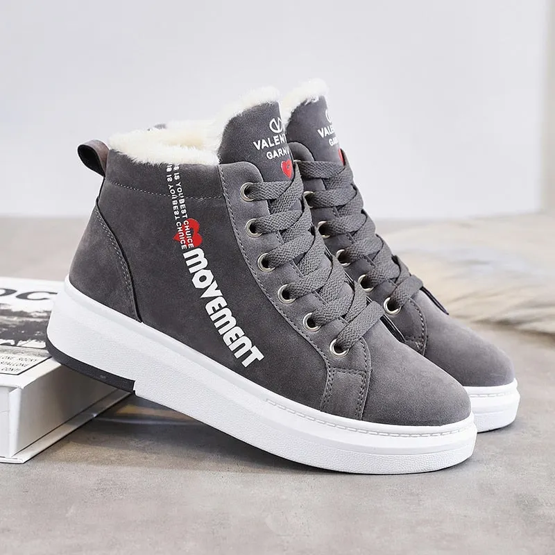 Winter Sneakers Women Ankle Snow Boots Female Platform High Top Women's Sneakers Fur Casual Shoes Woman Vulcanized basket femme