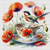 Poppy Bird Teacup-14CT Counted Cross Stitch 40*40cm/15.75*15.75in