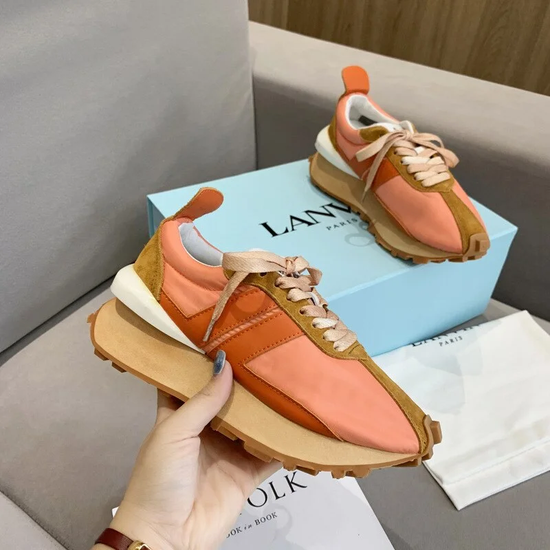 New Platform Casual Running Shoes Women Flat Mixed Color Lace Up Patchwork Sneakers Outdoor Walk Tennis Shoes Zapatillas Mujer