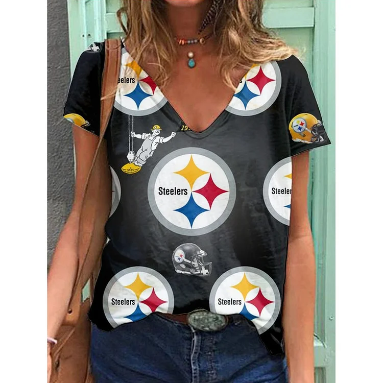 Pittsburgh Steelers Lightweight Short Sleeve V-Neck T-Shirt