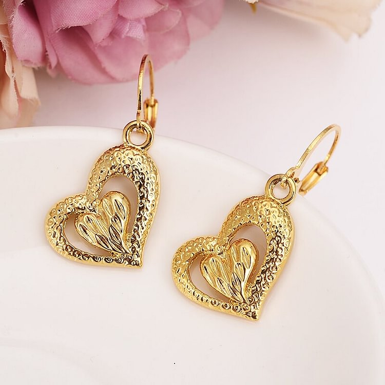 24k gold love drop earring Ethiopian/Nigeria Jewelry Mom Gifts