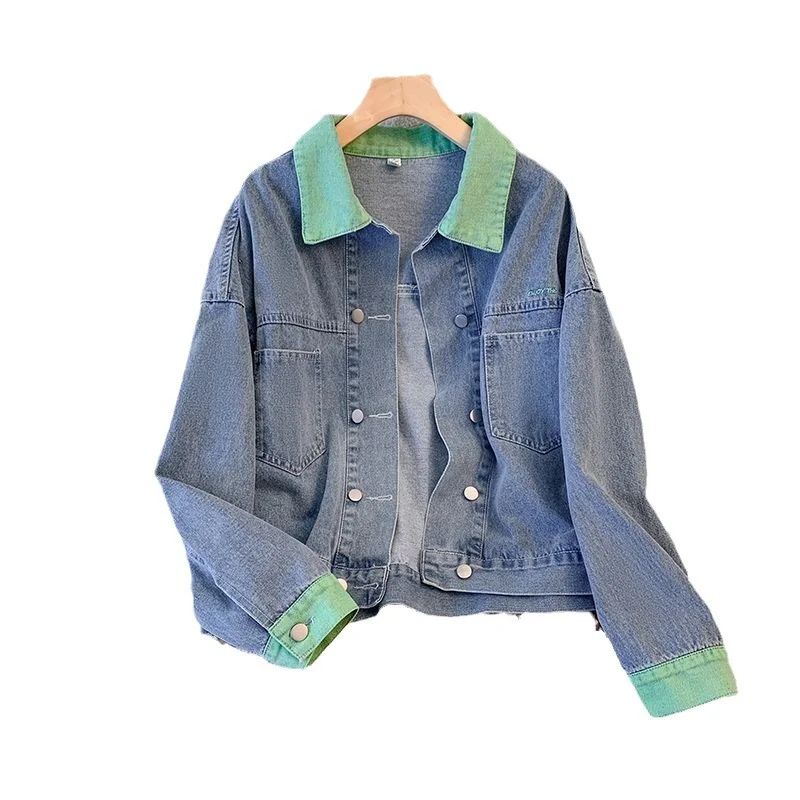 Athvotar Athvotar Denim Jacket Female Design Sense Niche 2025 Spring And Autumn New Loose Set Retro Splicing Jacket Top