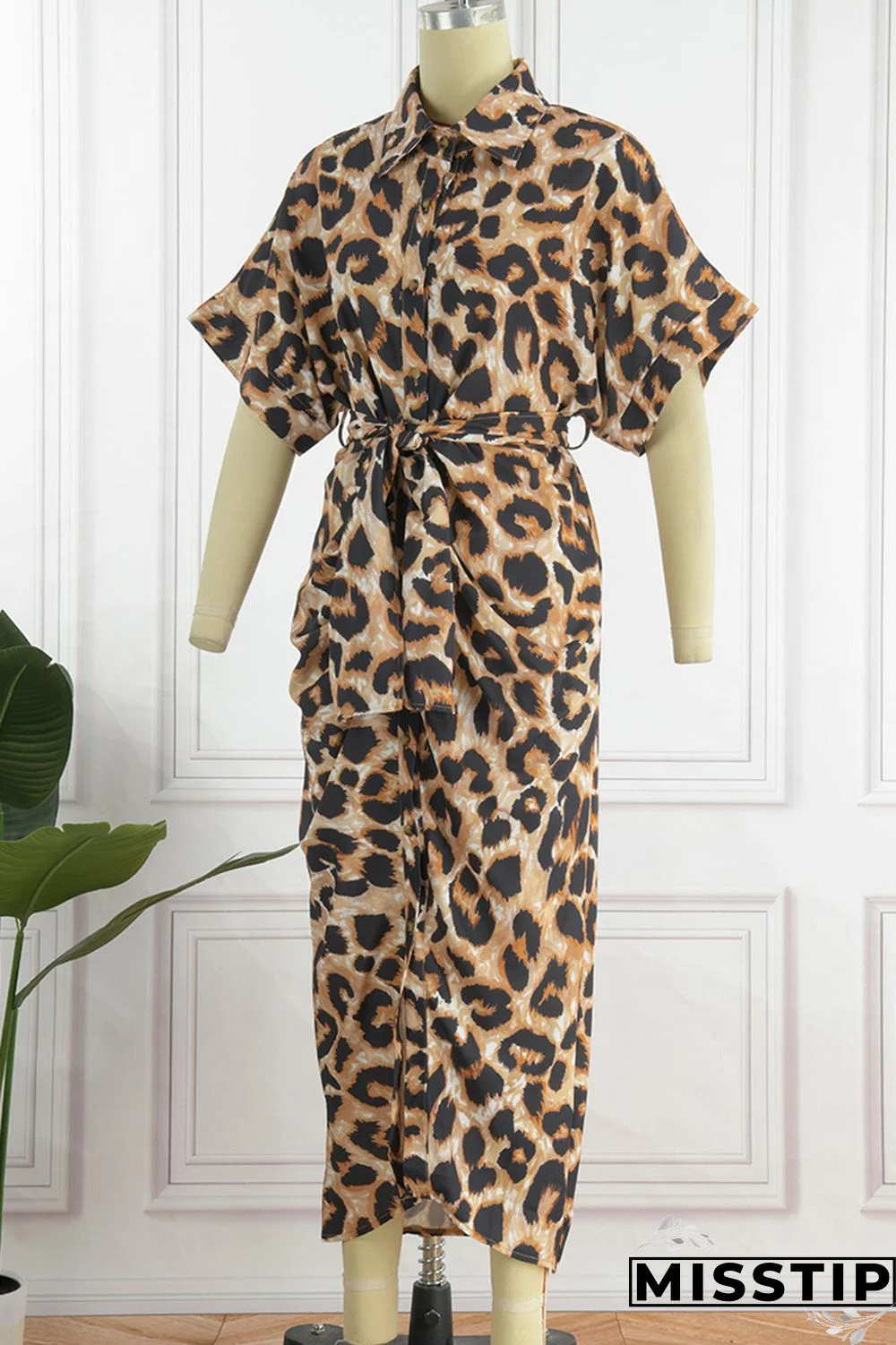 Blue Fashion Casual Print Patchwork Turndown Collar Shirt Dress