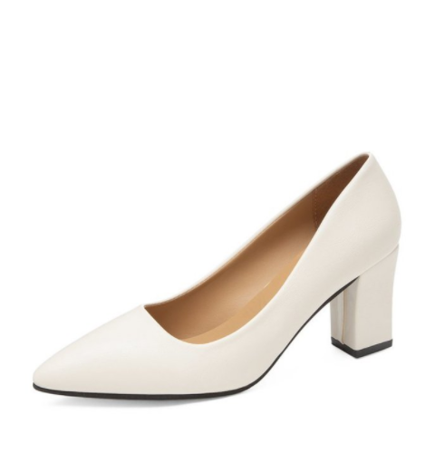 Spring and Autumn New Women's Professional Simple Solid Tone Pointed Toe Shallow Toe Square Heel Low Heel Pumps Dress Shoes