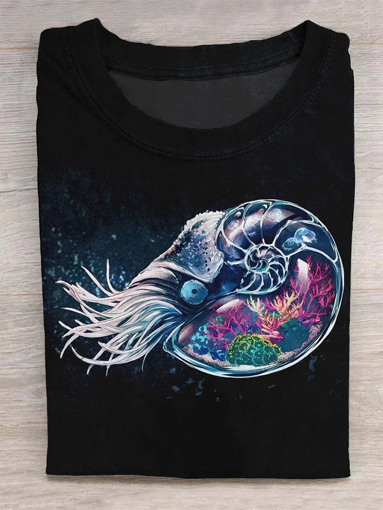 Nautilus Coral Reef Aquarium Print Design T-shirt