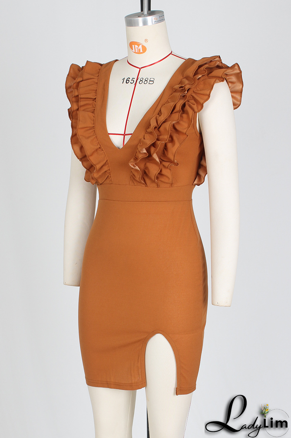 Blue Sexy Solid Stringy Selvedge V Neck Irregular Dress Dresses