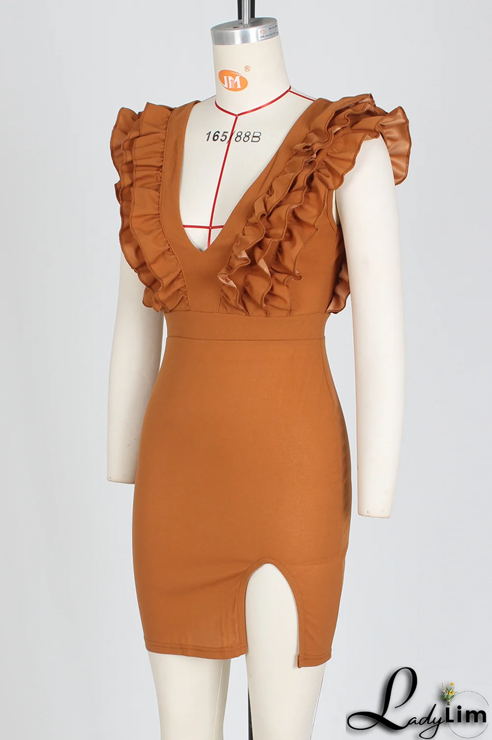 Blue Sexy Solid Stringy Selvedge V Neck Irregular Dress Dresses