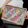 (35*24.5cm)Wooden Retro Mandala Pattern 5D DIY Diamond Painting Serving Tray with Handle Kit