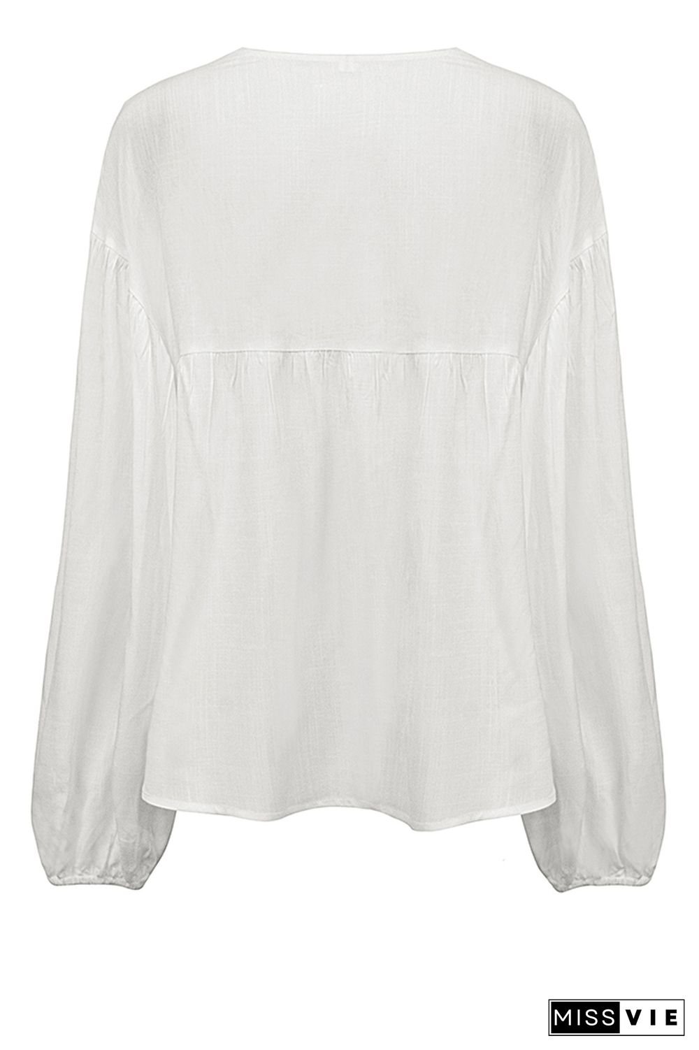 Lace Crochet Lantern Sleeves Chiffon Blouse