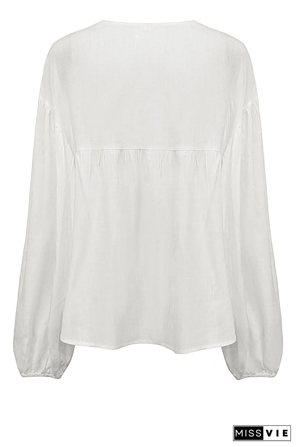 Lace Crochet Lantern Sleeves Chiffon Blouse