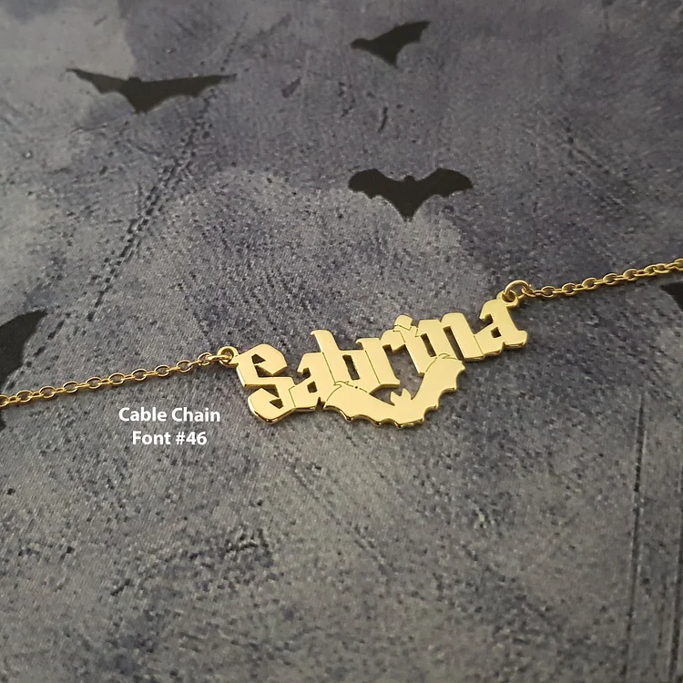 925 Silber Gravur Name Fledermäuse Batman Allerheiligen Halskette Halloween Halskette